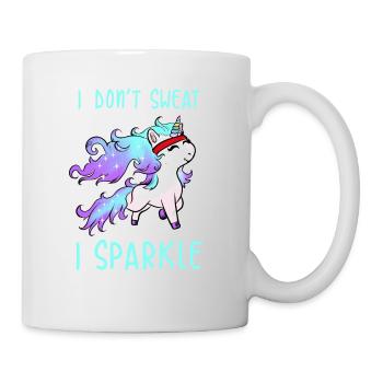 Ich schwitze nicht Ich funkele Unicorn Gym Workout - Tasse - Weiß - Rechts