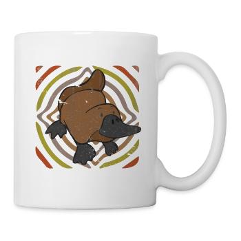 Ornithorynque au labyrinthe de lignes rétro - Mug blanc - blanc - Droite