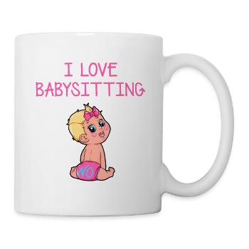 I love babysitting babysitter watching daughter - Mug - white - Right