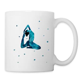 Asanas de yoga peints à la main avec aquarelle - Mug blanc - blanc - Droite