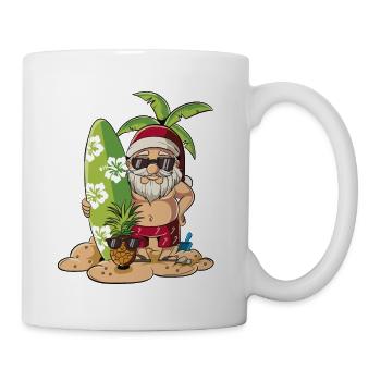 Santa Claus cartoon Christmas on the beach - Mug - white - Right