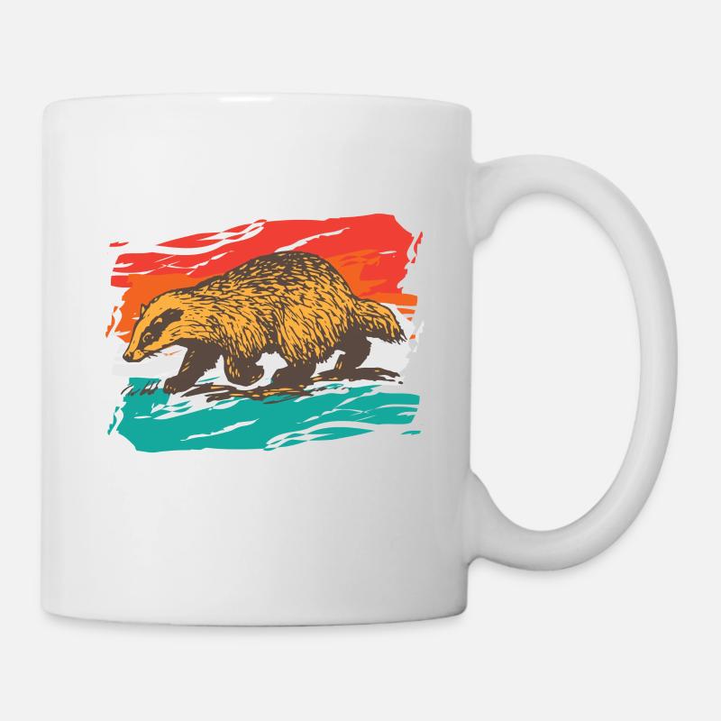 Bunter Retro Dachs - Tasse - Weiß