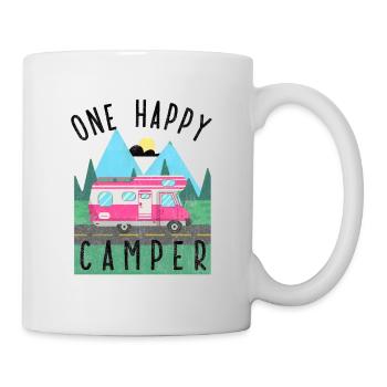 one happy camper trailer motorhome camping gift - Tasse - Weiß - Rechts