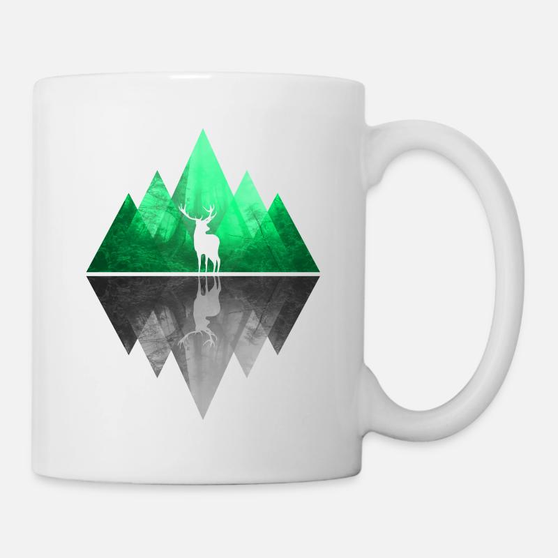 Cerf Abstrait Géométrie Nature Montagnes Cerf - Mug blanc - blanc