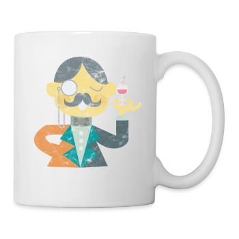 Kunst Gentleman mit Monokel und Bart Geschenk - Tasse - Weiß - Rechts