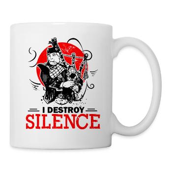 Destroy the Silence - Funny Bagpipe Player - Mug - white - Right
