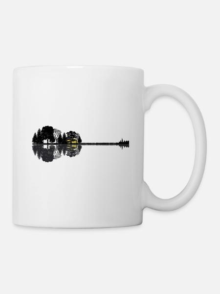 Abstrakte Gitarre | Wald See Gitarrist Geschenk - Tasse - Weiß