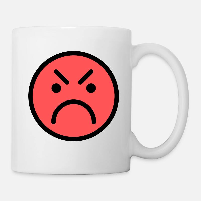 Smiley Face Red Angry Face - Mug - white