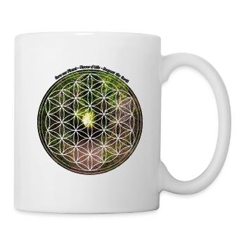 Blume des Lebens mit Natur- und Landschaschaft - Tasse - Weiß - Rechts