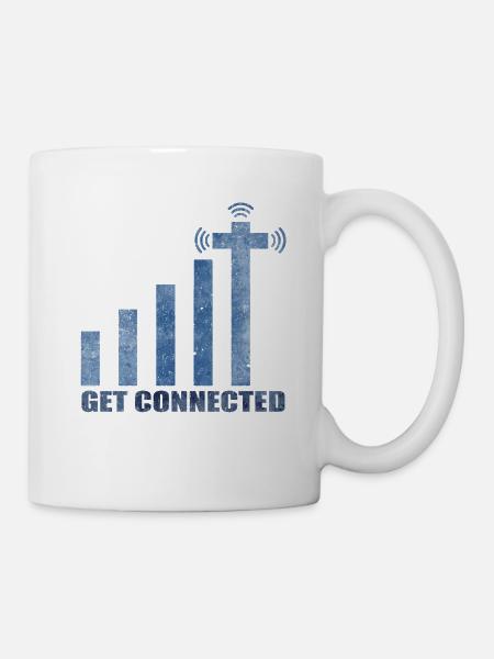 Get Connected Kreuz | Wlan Kirche Heilig Geschenk - Tasse - Weiß