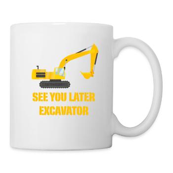 Anniversaire de garçon de véhicule de construction de pelle excavatrice - Mug blanc - blanc - Droite