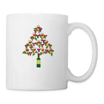 Wine Christmas Tree T-Shirt Gift Idea - Mug - white - Right