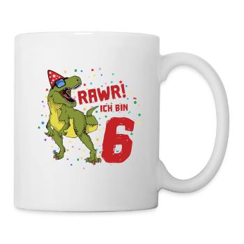 6. Geburtstag Dinosaurier Geburtstags Geschenk - Tasse - Weiß - Rechts