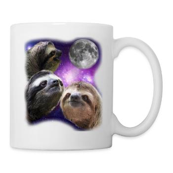 Three Sloths Howling At Moon Like Wolves - Mug - white - Right