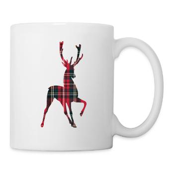 Prancing Hirsch rot und grün Plaid - Tasse - Weiß - Rechts