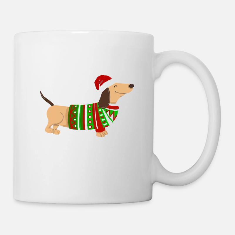 Weihnachten Dackel Weihnachtsmann Geschenk lustig - Tasse - Weiß