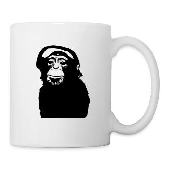 Singe avec écouteurs - Hip Hop - Rap Musique - Mug blanc - blanc - Droite
