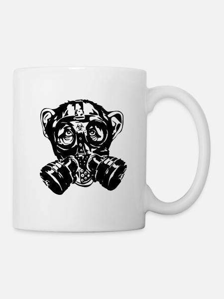 Affe mit Gasmaske als Geschenk - Tasse - Weiß