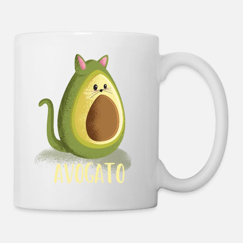Cool funny vegan vegetarian Avocado cat present - Mug blanc - blanc