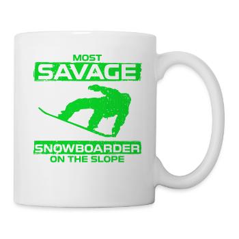 Savage Snowboard Ski Winter Sport Boarder Wild - Mug - white - Right