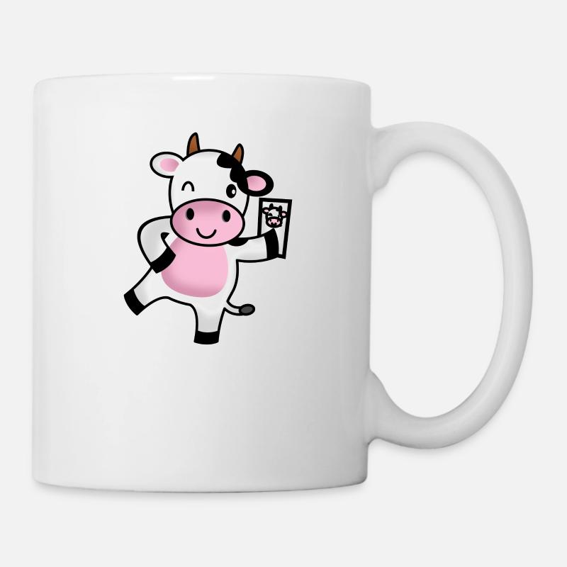 Vache avec téléphone portable - Mug blanc - blanc