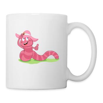 Ver rose - Ver de terre avec chapeau de soleil - Mug blanc - blanc - Droite