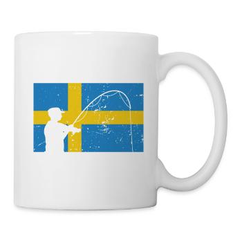 Schweden Schwedische Flagge Angelurlaub Geschenk - Tasse - Weiß - Rechts