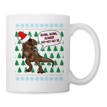 T Rex Christmas Jumper Dinosaurier Fan Weihnachten - Tasse - Weiß - Rechts