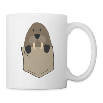 Funny walrus in breast pocket - Mug - white - Right