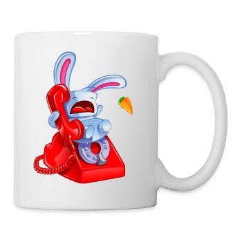 lapin qui téléphone.png - Mug blanc - blanc - Droite