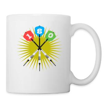 Dart 180 Darts spielen Spieler Geschenk - Tasse - Weiß - Rechts