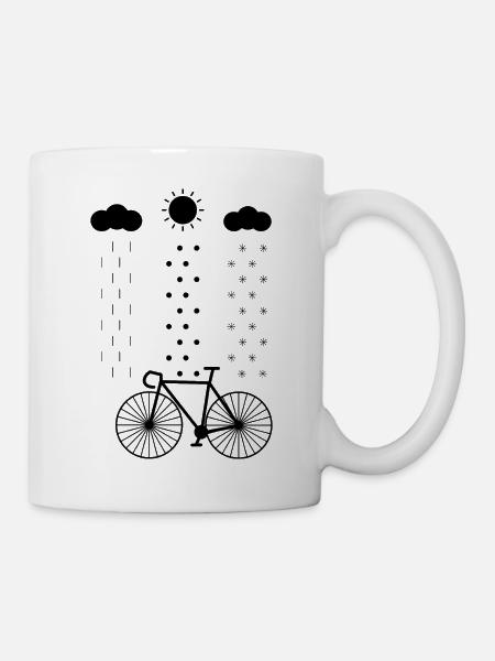 Radfahren, All Wetter Radfahrer,Regen,Schnee,Sonne - Tasse - Weiß
