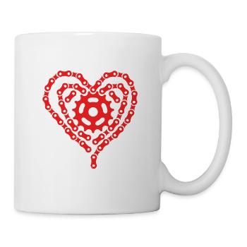 Bicycle heart made of chains - Mug - white - Right