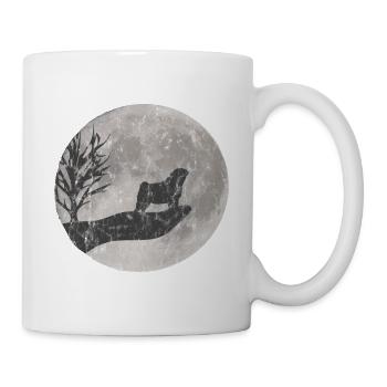 Mops Zeichnung Used Look - Tasse - Weiß - Rechts