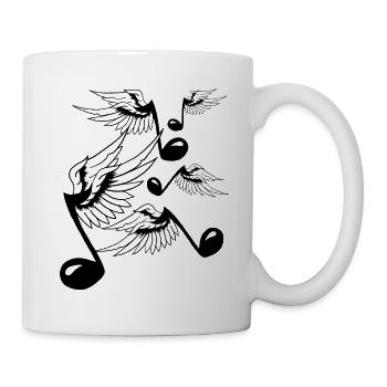 Dancing musical notes with wings music symbol gift - Mug - white - Right