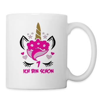 Einhorn - Ich bin schon 7 - Geburtstag 7 Jahre - Tasse - Weiß - Rechts