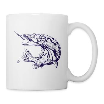 Angler - Hecht - Raubfisch Angeln - Esox - Tasse - Weiß - Rechts