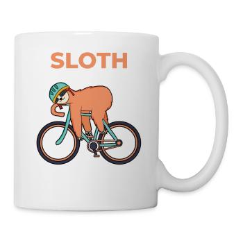 Lustig Fahrradfahren Rennrad Faultier Geschenk - Tasse - Weiß - Rechts