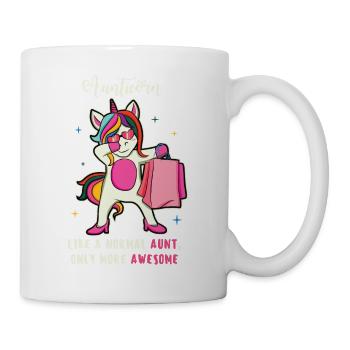 Lustig Aunticorn Einhorn Tante Geschenk Sprüche - Tasse - Weiß - Rechts