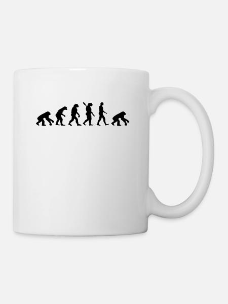 Evolution Affe Mensch lustig Neandertaler Freak - Tasse - Weiß