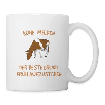 Landwirt Shirt · Kühe Melken · Früh Geschenk - Tasse - Weiß - Rechts