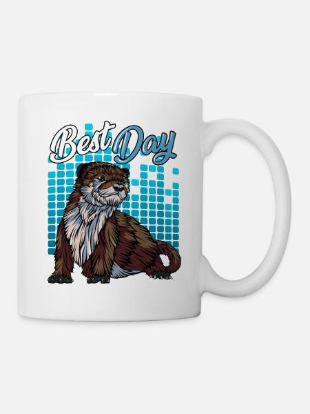 Modern Fleckenhalsotter | Waldbewohner Geschenk - Tasse - Weiß