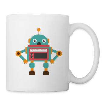 Retro Vintage Roboter Kinder Lustig Süß Geschenk - Tasse - Weiß - Rechts