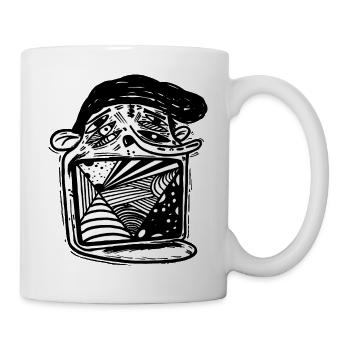abstraktes gesicht kunst geschenk shirt - Tasse - Weiß - Rechts