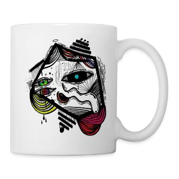 chemise cadeau art visage abstrait - Mug blanc - blanc - Droite