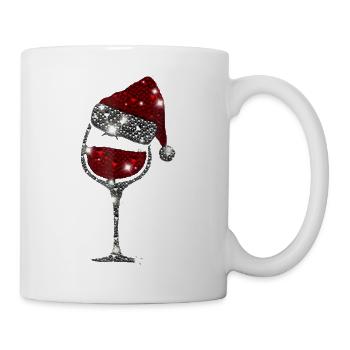 Weihnachtswein-Hemd Glas Rotwein-Sankt-Hut - Tasse - Weiß - Rechts