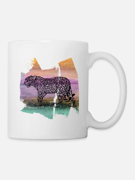 Leopard Jaguar Tiger T Shirt Geschenk - Tasse - Weiß
