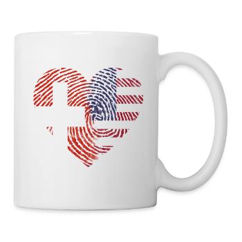 Switzerland America Fingerprint Heart Flag Gift - Mug - white - Right