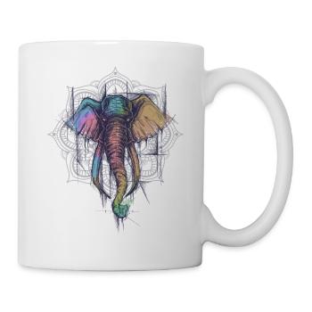 elephant coloré + mandala - Mug blanc - blanc - Droite