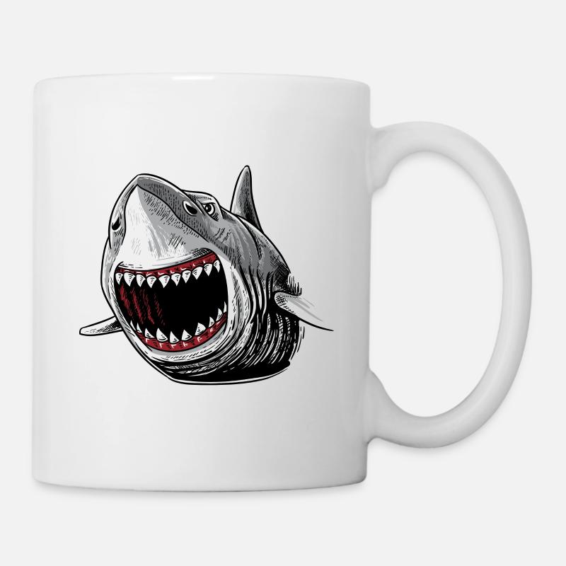 Hai-Angriffs-Hemd Megalodon riesiges Horror-Geschenk - Tasse - Weiß